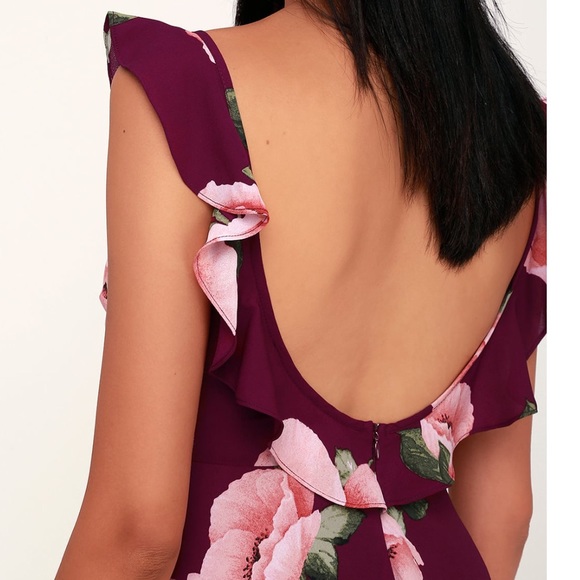 Purple Floral Print Backless Skater Dress! - Picture 7 of 7